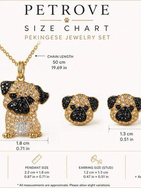 Pug Necklace & Earring Set | Crystal Pavé Dog Memorial Jewelry | Pet Rove